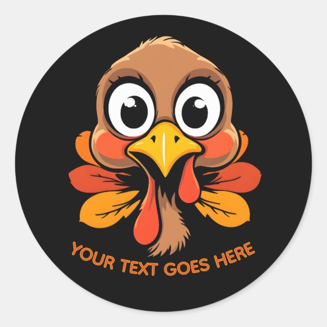 Personalized Funny Turkey Face Thanksgiving Runder Aufkleber (Vorderseite)