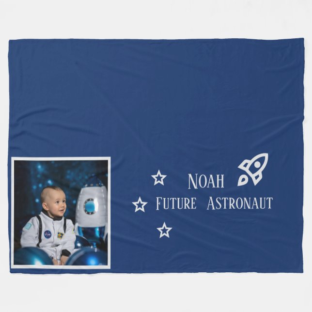 Personalized Future Astronaut Kids Fleecedecke (Vorderseite (Horizontal))