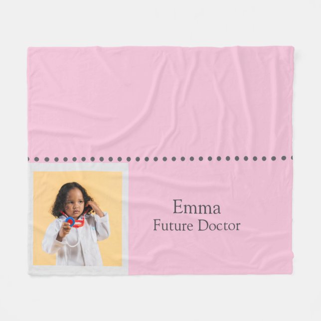 Personalized Future Doctor Kids with Name & Photo Fleecedecke (Vorderseite (Horizontal))