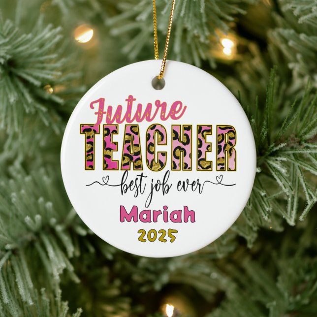 Personalized Future Teacher Cheetah Print Ornament (Baum)