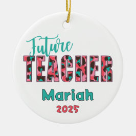 Personalized Future Teacher Leopard Print Ornament