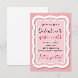 Personalized Galentines Pink Party Invitation RSVP Karte