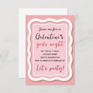Personalized Galentines Pink Party Invitation RSVP Karte