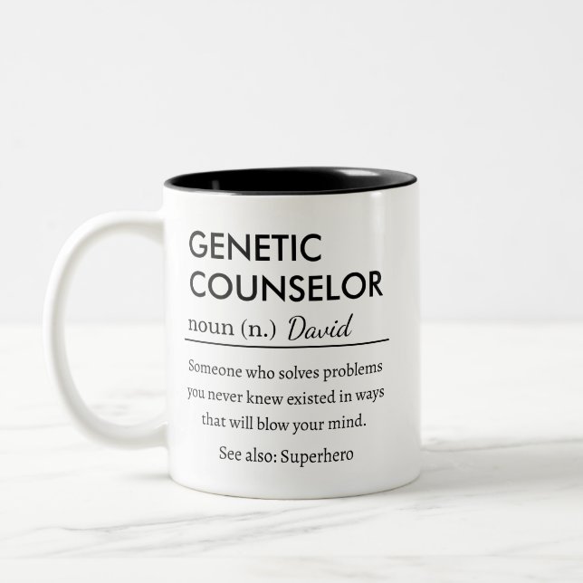 Personalized Genetic Counselor Zweifarbige Tasse (Links)