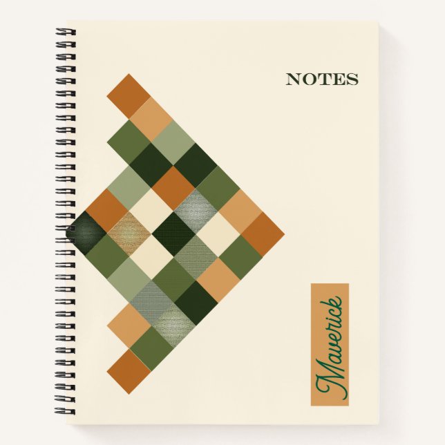 Personalized Geometric Notebook – Earth Tone Notizbuch (Vorderseite)