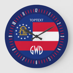 Personalized Georgia State Flag Design on Große Wanduhr