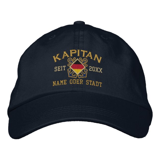 Personalized German Sea Captain Nautical Bestickte Kappe (Vorderseite)
