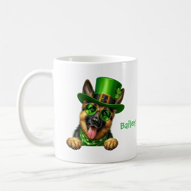 Personalized German Shepherd St. Patty's Day  Kaffeetasse (Links)