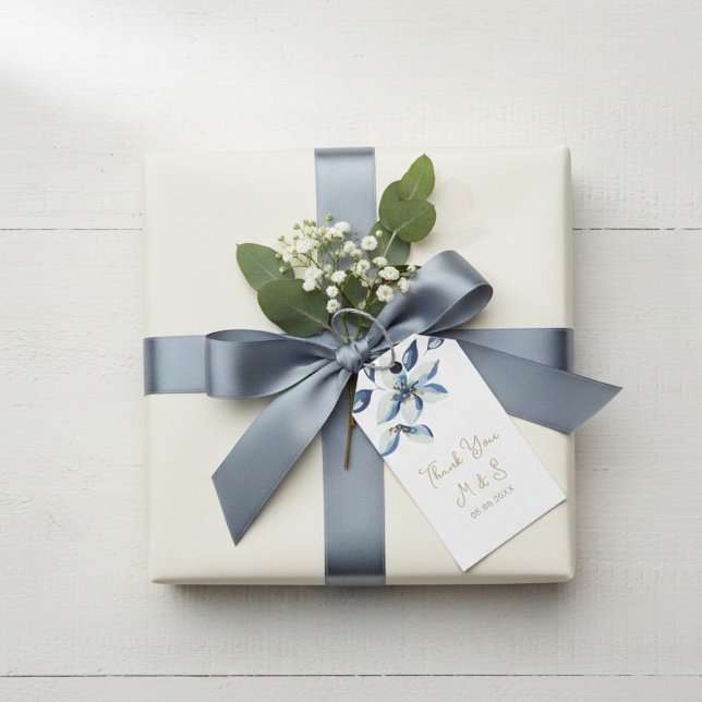 Personalized Gift Tag with Blue Flowers  Geschenkanhänger (Von Creator hochgeladen)
