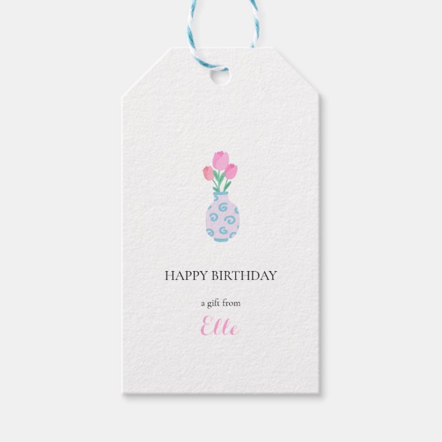 Personalized Gift Tag with Flower Vase Geschenkanhänger (Vorderseite)