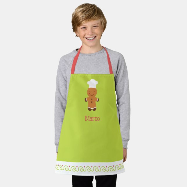 Personalized Gingerbread Chef Kids Apron Schürze (Getragen)