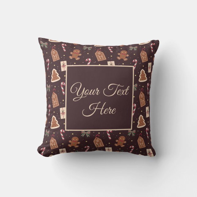 Personalized Gingerbread Christmas Throw Pillow Kissen (Vorderseite)