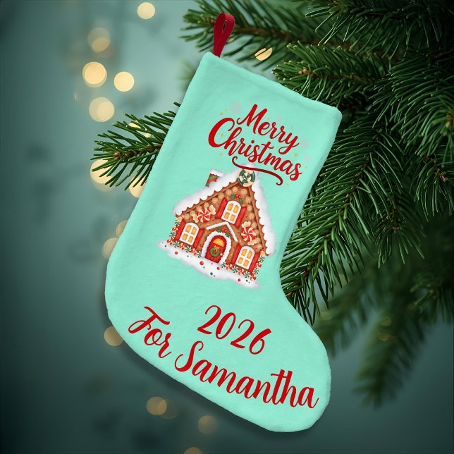 Personalized Gingerbread House Stocking 2026 Kleiner Weihnachtsstrumpf (Von Creator hochgeladen)