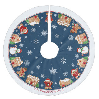 Personalized Gingerbread Village Brushed Polyester Polyester Weihnachtsbaumdecke