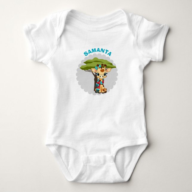 Personalized Giraffe Baby Bodysuit  Strampler (Vorderseite)