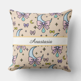 Personalized Girl Cute Bow Name Moons Peach Kissen