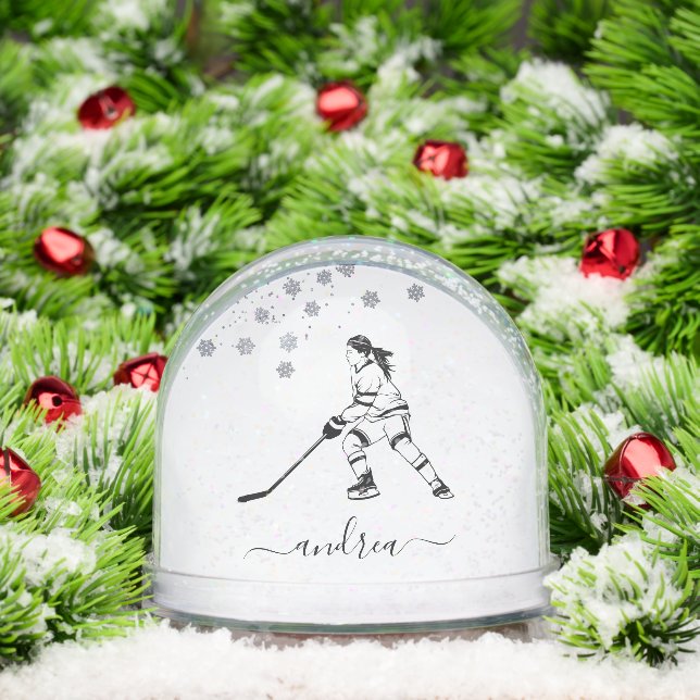 Personalized Girl Ice Hockey Snow Globe Gift Schneekugeln (Weihnachten)