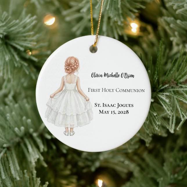 Personalized Girls First Holy Communion  Keramik Ornament (Baum)