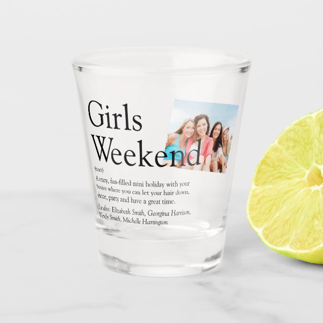 Personalized Girls Weekend Definition Photo Schnapsglas (Vorderseite)