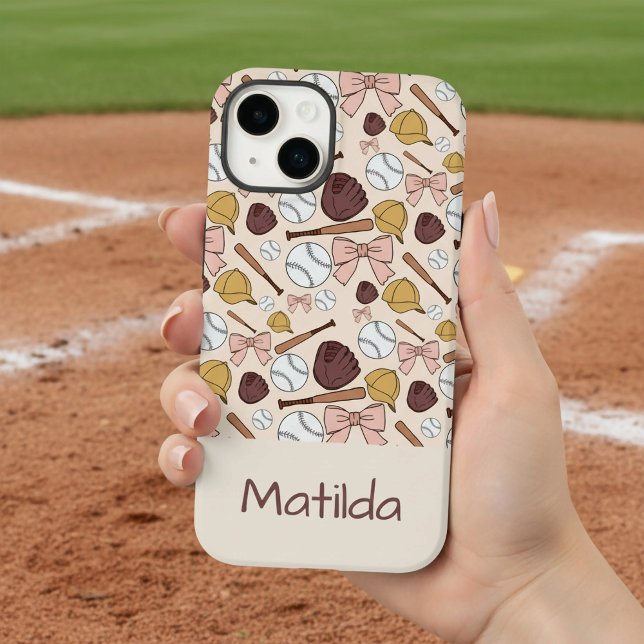 Personalized Girly Baseball Bow Pattern Phone Case (Von Creator hochgeladen)
