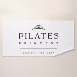 Personalized Girly Black Workout Pilates Princess Badehandtuch