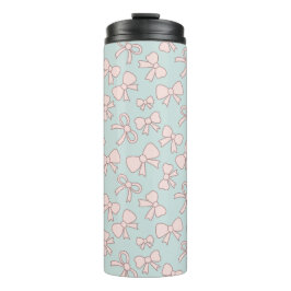 Personalized Girly Cute Bow Name Blue Pink Thermosbecher