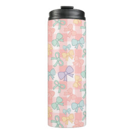 Personalized Girly Cute Bow Name Gingham Thermosbecher