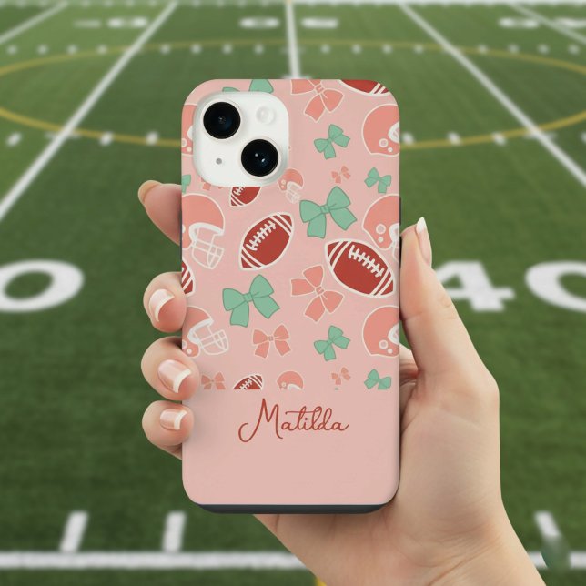 Personalized Girly Football Bow Pattern Phone Case iPhone Hülle (Von Creator hochgeladen)