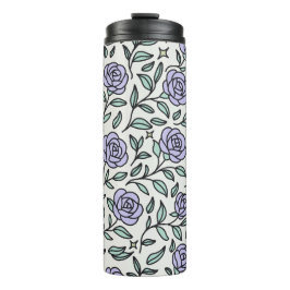 Personalized Girly Purple Cute Bow Name Rose Green Thermosbecher