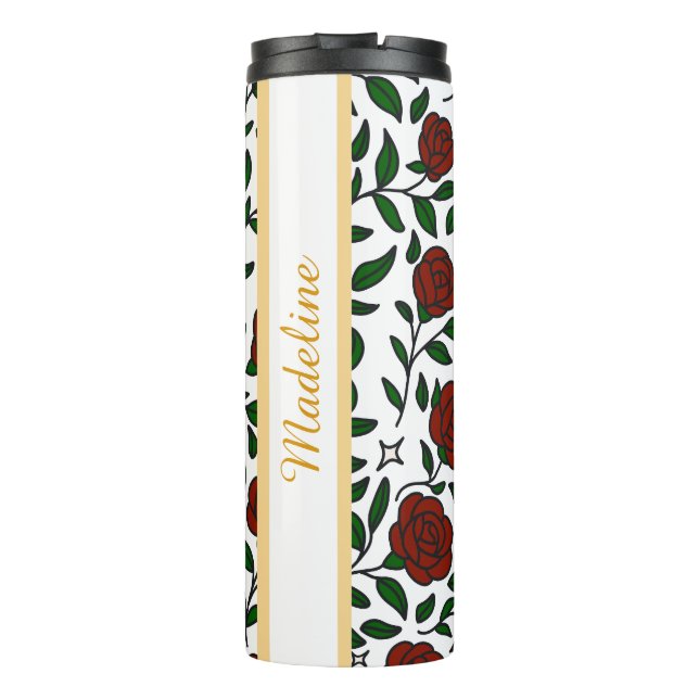 Personalized Girly Tumbler Cute Bow Name Thermosbecher (Rückseite)