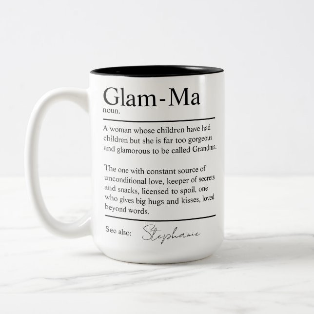Personalized Glam-Ma Dictionary Definition Grandma Zweifarbige Tasse (Links)
