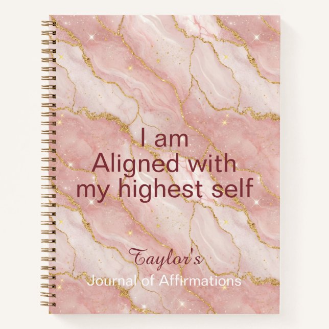Personalized Glitter Positive Quotes Journal Notizbuch (Vorderseite)