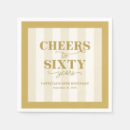 Personalized Gold 60th Birthday Party Paper Napkin Serviette