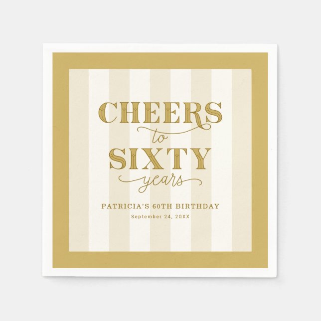Personalized Gold 60th Birthday Party Paper Napkin Serviette (Vorderseite)