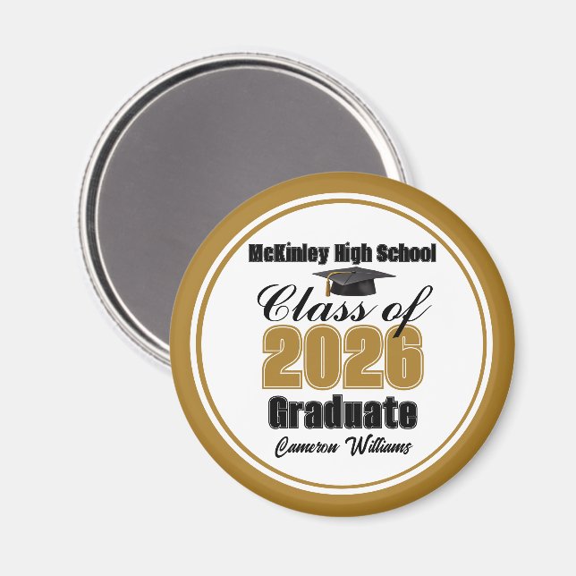 Personalized Gold Class of 2026 Graduation Party Magnet (Vorderseite/Rückseite)