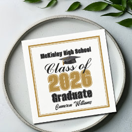 Personalized Gold Class of 2026 Graduation Party Serviette