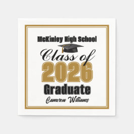 Personalized Gold Class of 2026 Graduation Party Serviette