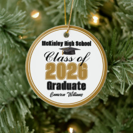 Personalized Gold Class of 2026 Graduation Photo Keramik Ornament