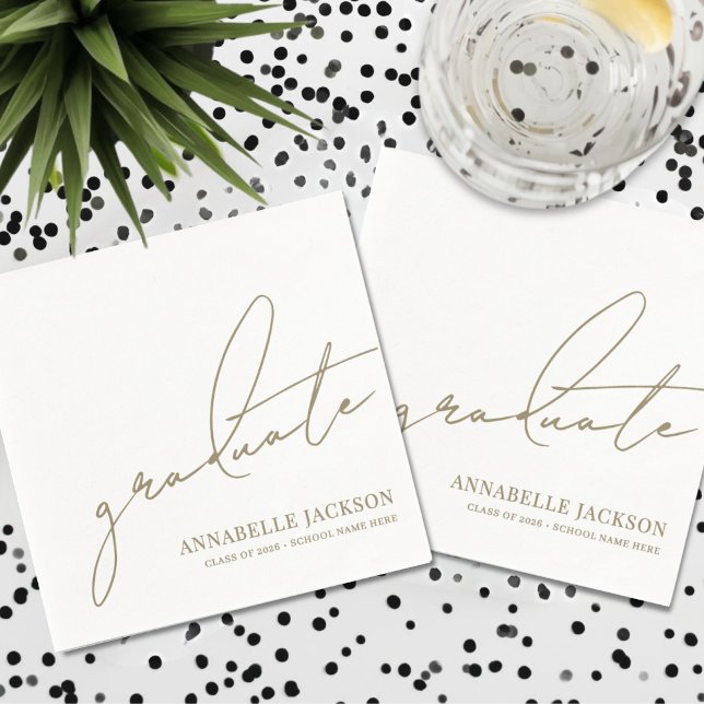 Personalized Gold Graduation Serviette (Personalized Gold Graduation Napkins)
