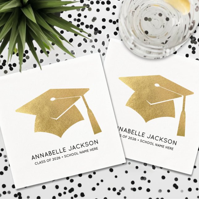 Personalized Gold Graduation Serviette (Personalized Gold Graduation Napkins)