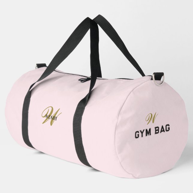 Personalized Gold Initial l Feminine Blush Pink Duffle Bag (Linke Ecke)