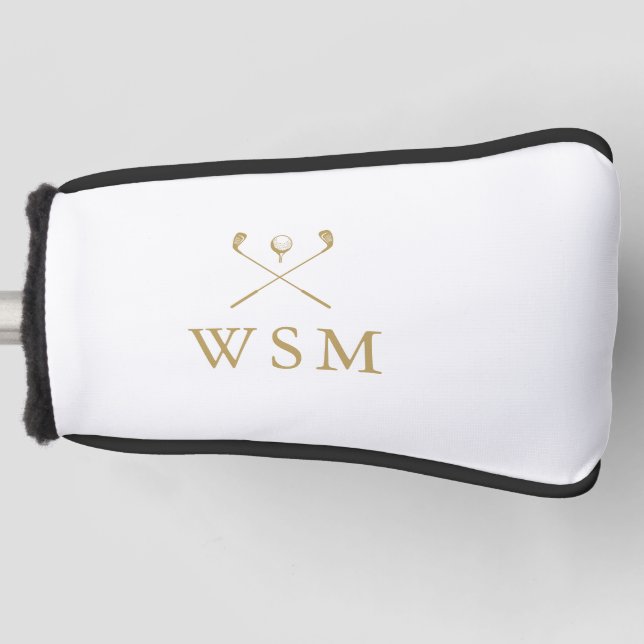 Personalized Gold Monogram Golf Clubs Golf Headcover (Vorderseite)