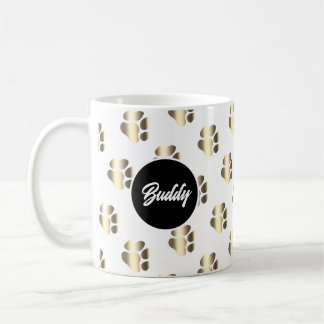Personalized gold paws pattern pet lovers kaffeetasse