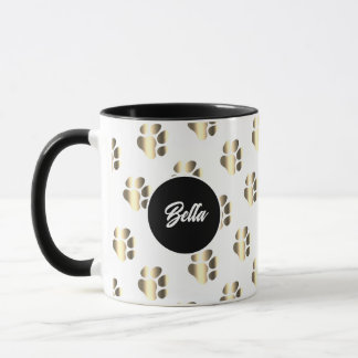 Personalized gold paws pattern pet lovers tasse