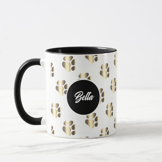Personalized gold paws pattern pet lovers tasse (Links)