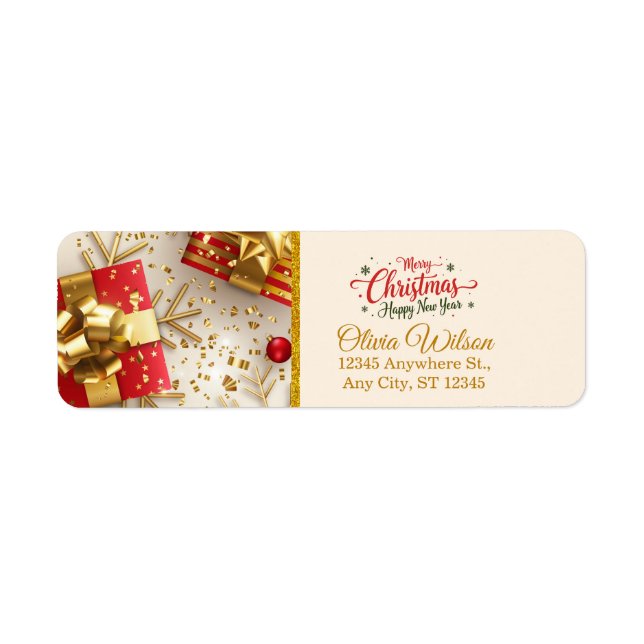 Personalized Gold & Red Festive Holiday Mailing (Vorne)