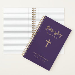 Personalized Gold Script Purple Bible Study Notizbuch