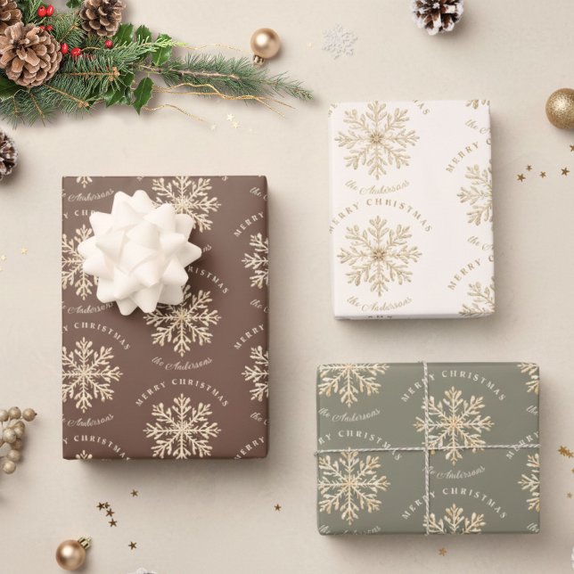 Personalized Gold Snowflake Christmas Geschenkpapier Set (Von Creator hochgeladen)