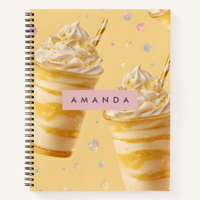 Personalized Golden Caramel Swirl Milkshake Notizbuch (Vorderseite)