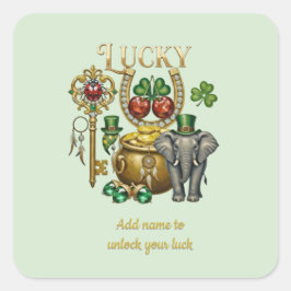 personalized golden charms quadratischer aufkleber